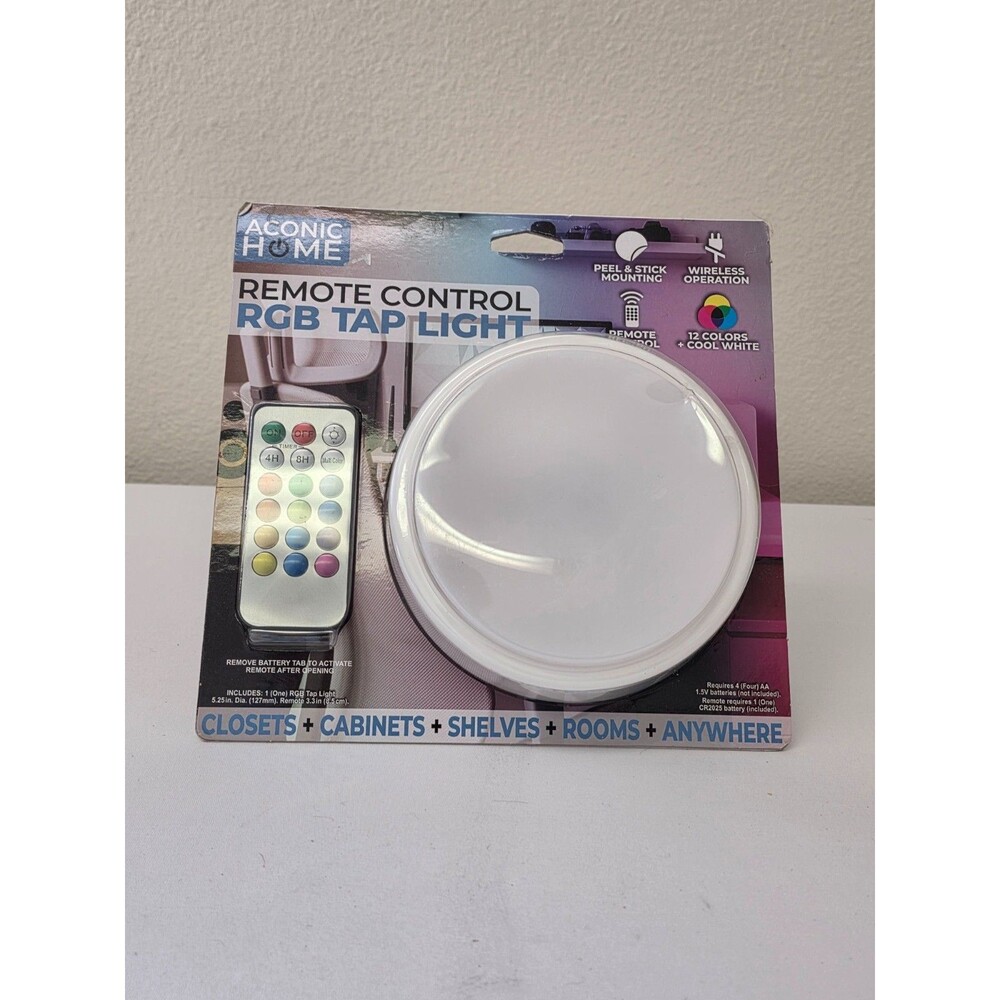 Aconic Home RGB Tap Light Remote Control Multicolor LED Puck Light New